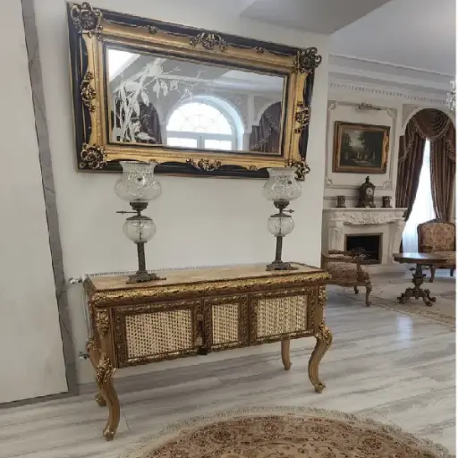 اینه کنسول حصیر بامبو (طرح ایتالیا) 